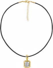 BY ADINA EDEN Colored CZ Emerald Bezel Pendant & Rope Chain Choker Necklace