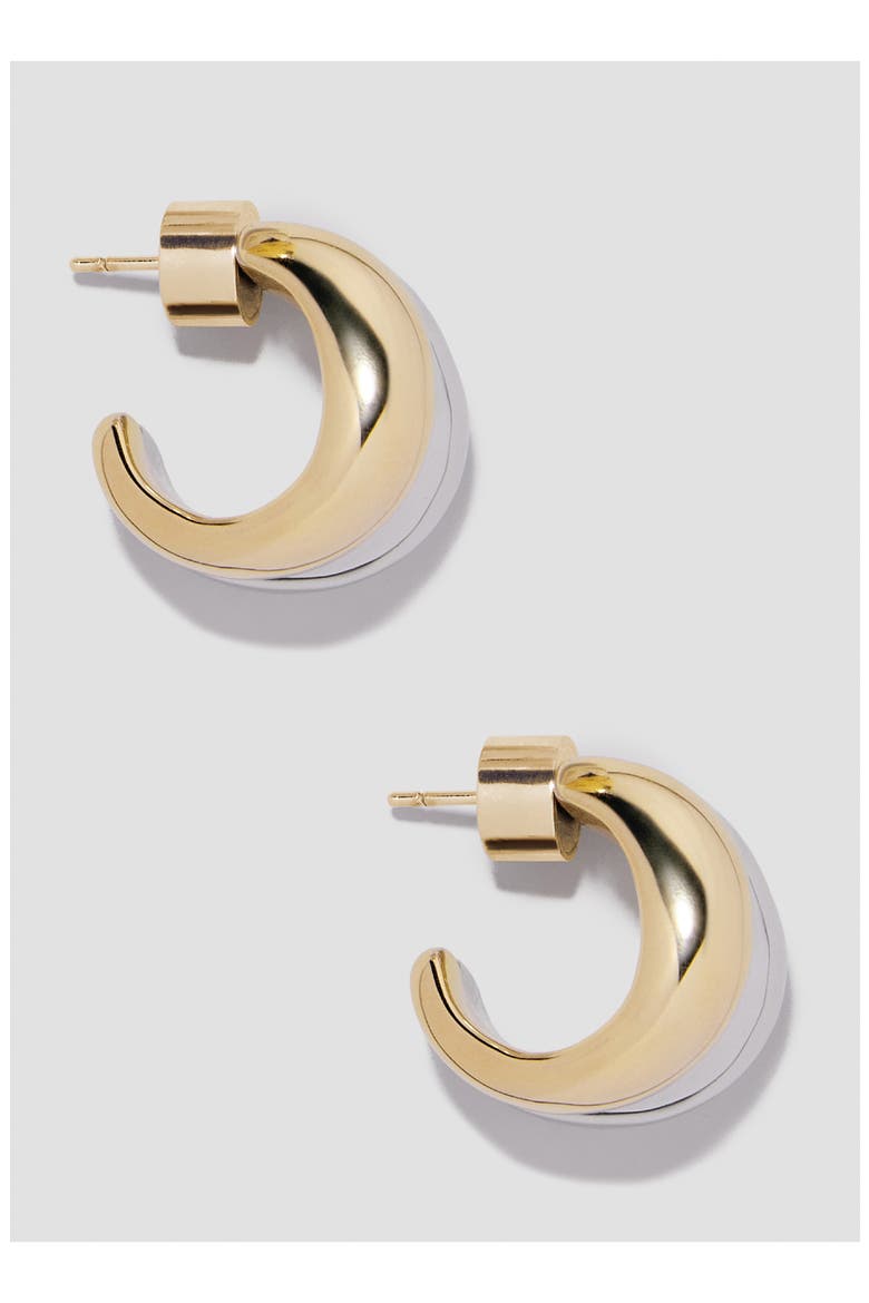 Chavez Micro Huggie Hoop Earrings, Alternate, color, TWO TONE