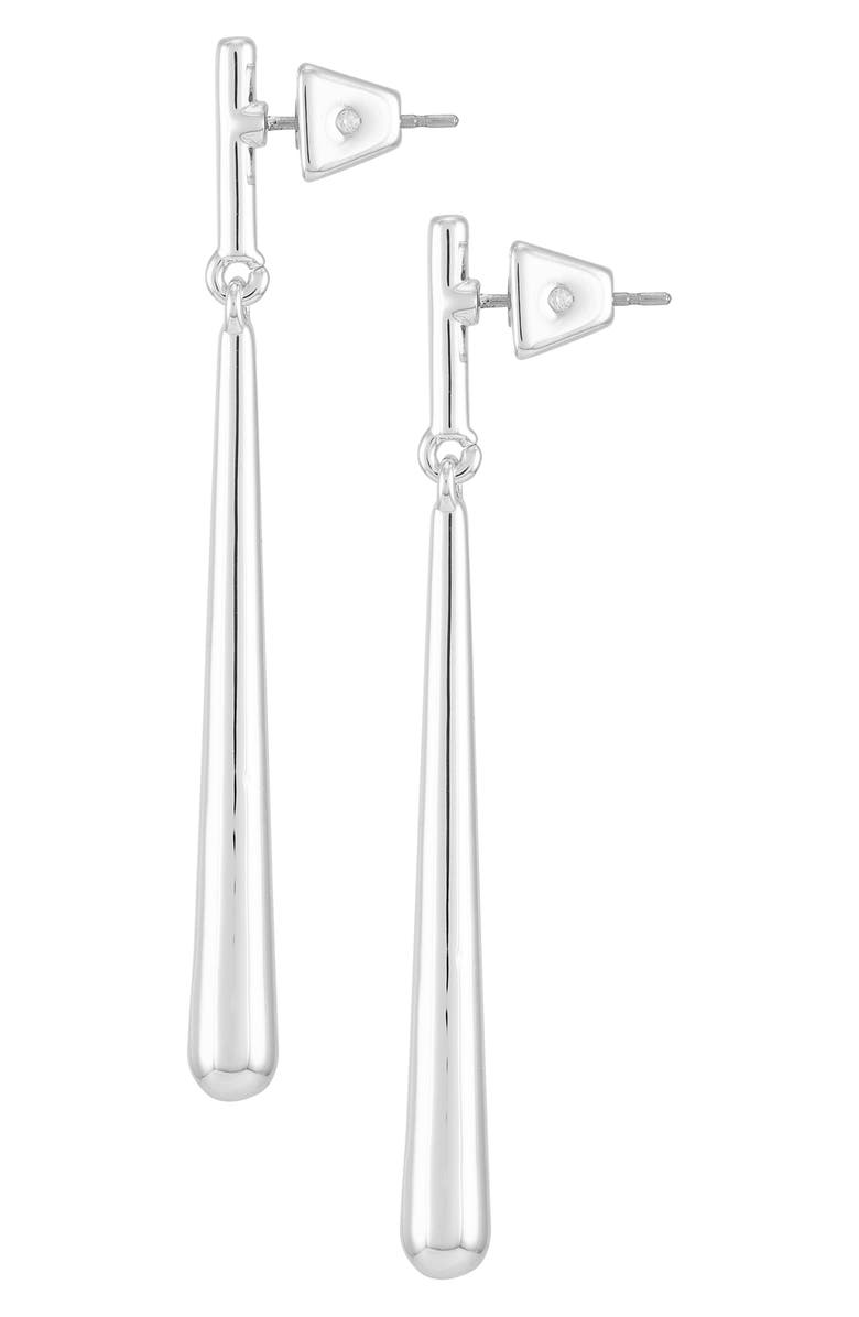 Vince Camuto Linear Drop Earrings, Alternate, color, Silver Tone