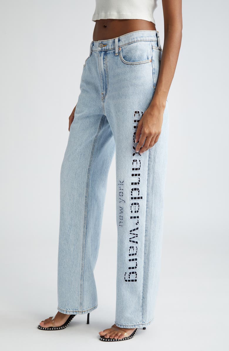 Alexander Wang EZ Slouch Cutout Logo Jeans, Alternate, color, 
