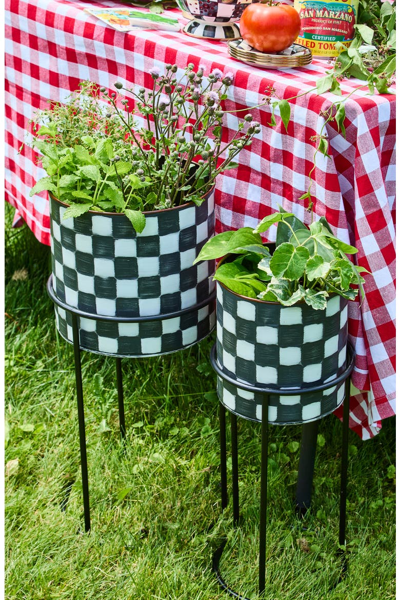 Check It Out Set of 2 Planters & Stands, Alternate, color, BLACK