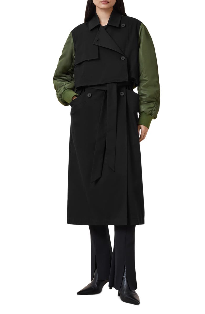AllSaints Penni 2-In-1 Trench Bomber, Alternate, color, 