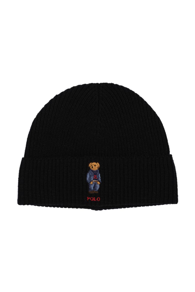 Solid Denim Bear Beanie, Main, color, Polo Black