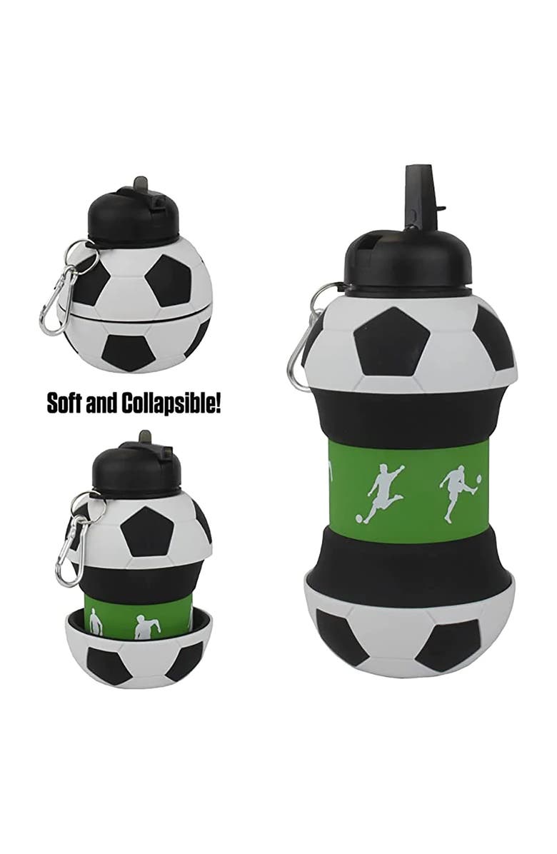Maccabi Art Collapsible 1 Liter Water Bottle Soccer Ball, Alternate, color, Multicolored