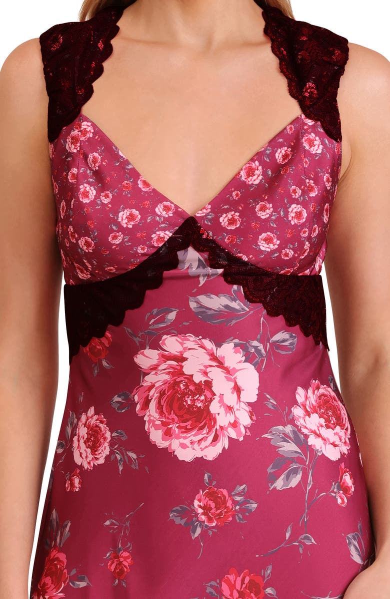 Avec Les Filles Bias Cut Lace Trim Slipdress, Alternate, color, Pink Peony