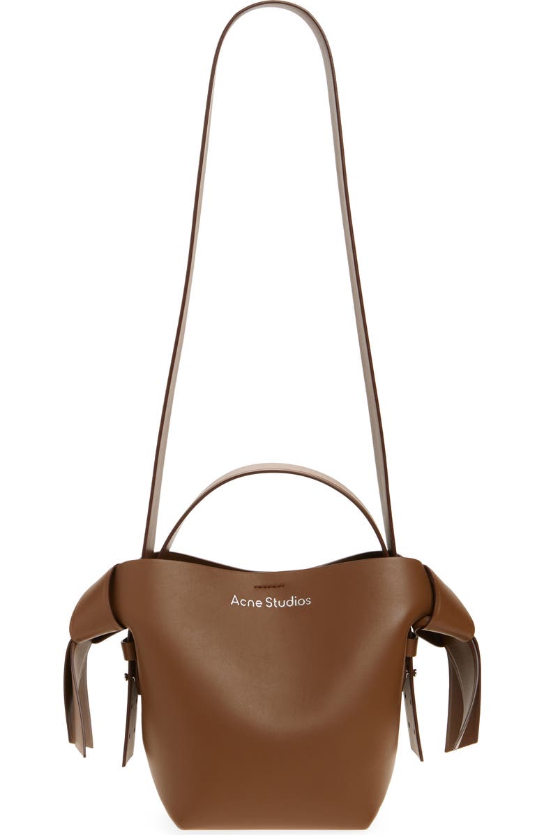 Acne Studios Mini Musubi Leather Shoulder Bag, Main, color, Camel Brown