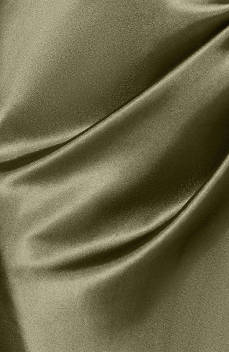 Betsy & Adam Halter Charmeuse Gown, Alternate, color, Olive