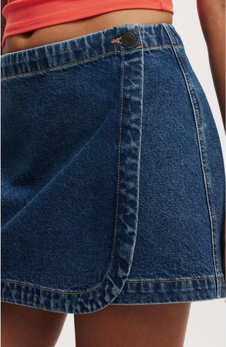 Cotton On Women's Wrapped Denim Mini Skirt, Alternate, color, 