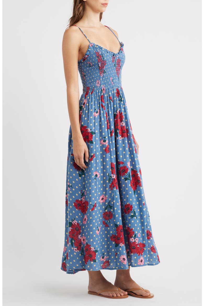 Sweet Nothings Floral Print Sleeveless Maxi Sundress, Alternate, color, BLUE COMBO