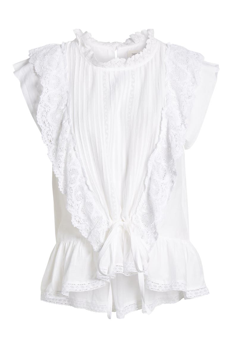 Toundra Lace Peplum Top, Alternate, color, BLANC