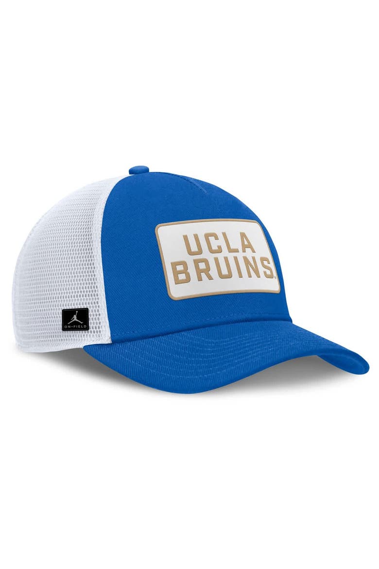 Men's Jordan Brand Blue/White UCLA Bruins 2025 On-Field Rise Patch Trucker Adjustable Hat, Alternate, color, Blue