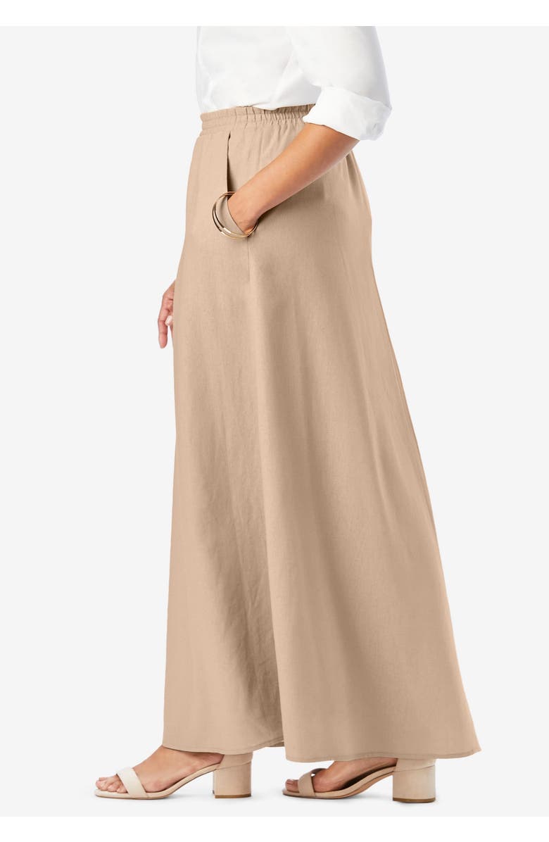 Jessica London Linen Maxi Skirt, Alternate, color, Black