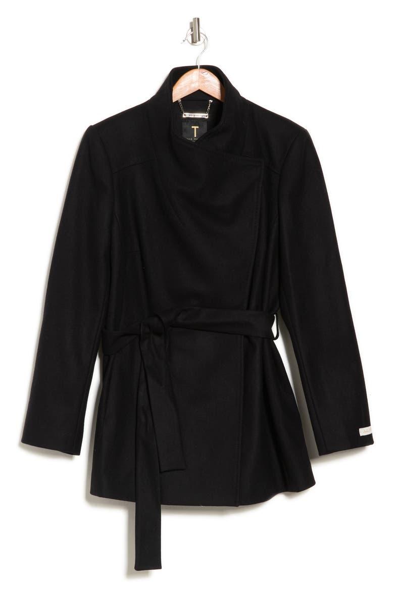 Rytaa Wool Blend Wrap Coat, Alternate, color, JET BLACK