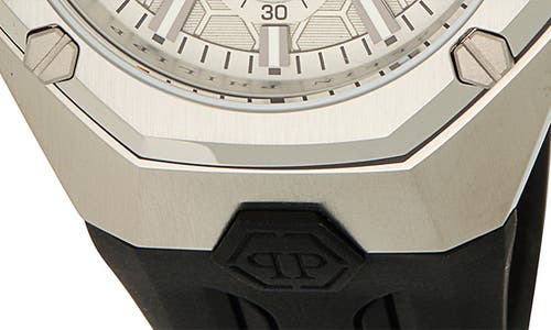 Philipp Plein Octagon Chronograph Silicone Strap Watch, 43.2mm In Stainless Steel