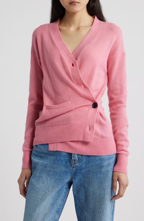Button-Up Wool & Cashmere Wrap Cardigan