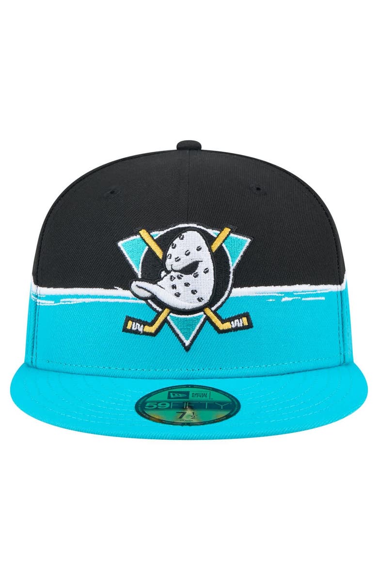 New Era Men's New Era Teal/Black Anaheim Ducks Vintage Color Dip 59FIFTY Fitted Hat, Alternate, color, 