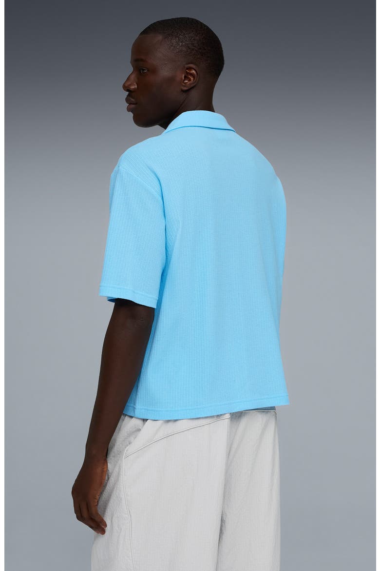 Wardrobe Essentials Waffle Knit Boxy Button-Up Shirt, Alternate, color, VIBRANT BLUE