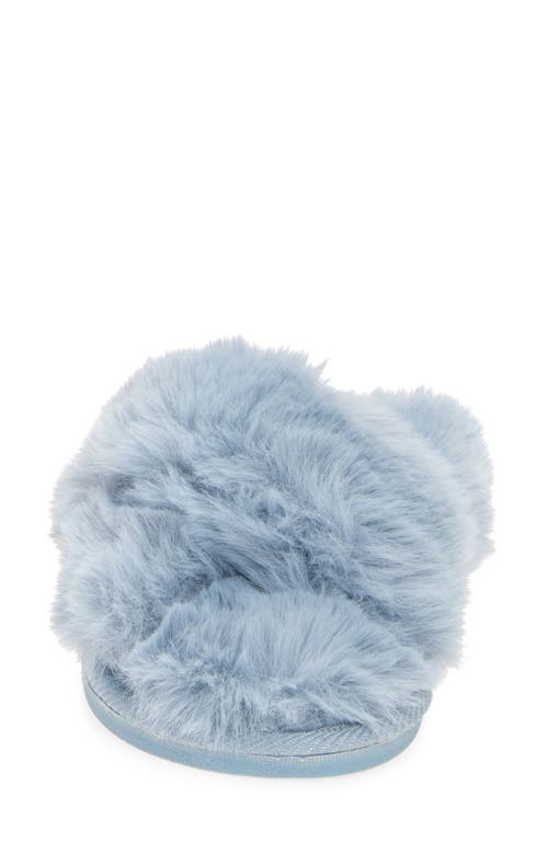 Nine West X-band Faux Fur Slipper In Blue