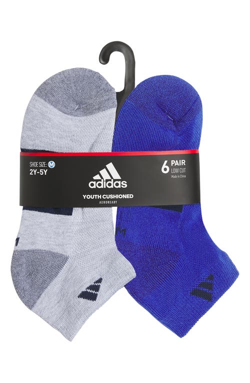 Adidas Originals Adidas Kids' 6-pack Aeroready Athletic Cushioned Low Cut Socks In Light Heather/navy/blue