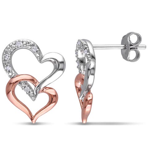 Diamond Interlocking Heart Earrings Two-tone