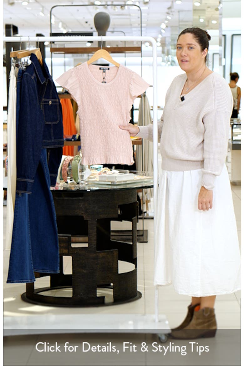 Cecilie Smocked Ruffle Cotton Sleeve Top video
