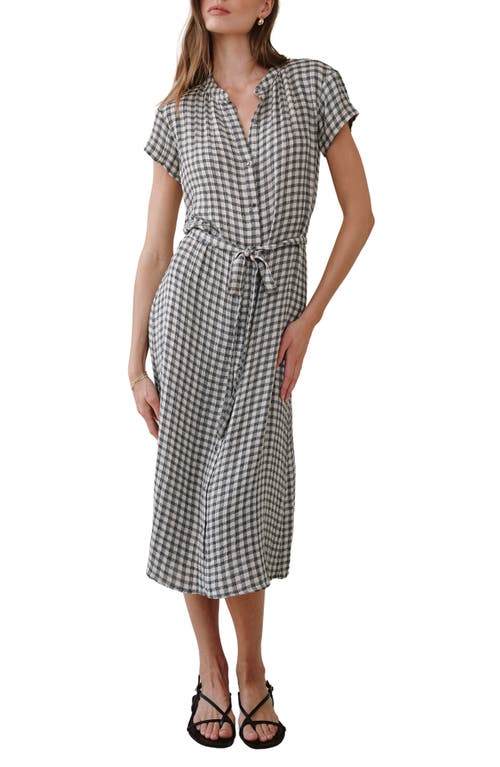Bella Dahl Gingham Tie Belt Maxi Shirtdress In Multi