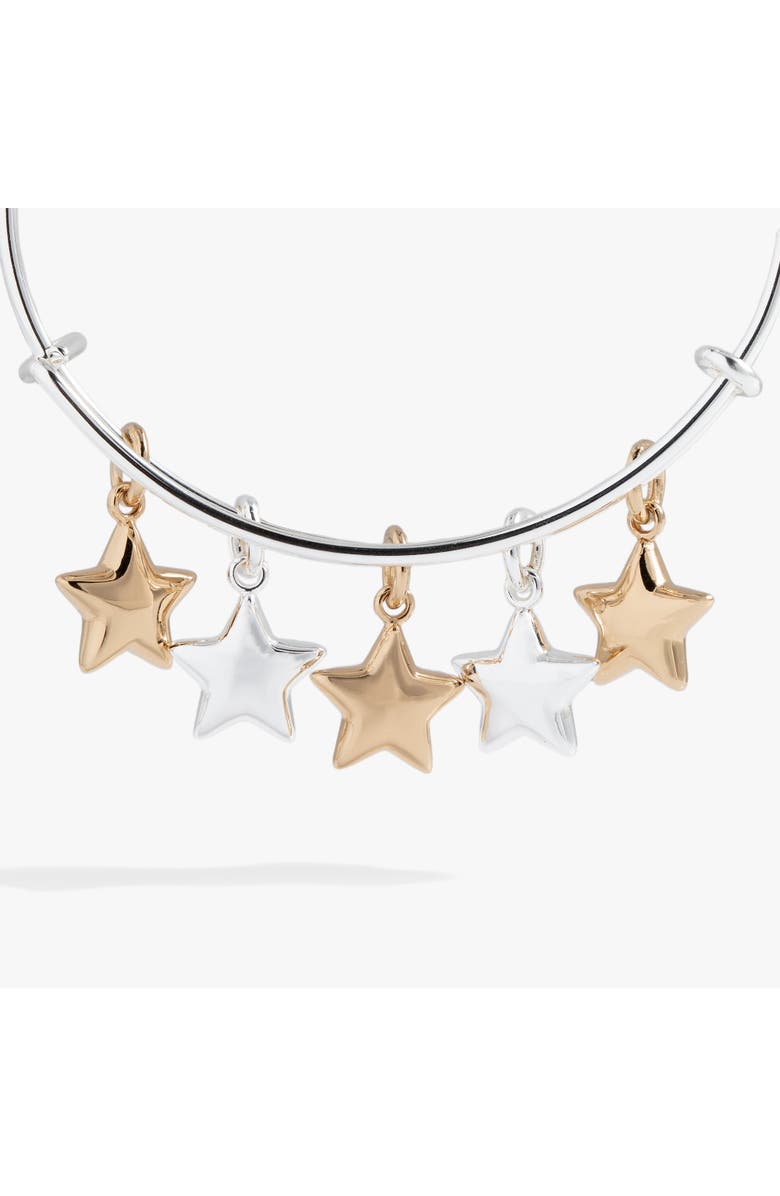 Alex and Ani Puffy Star Multi Charm Bangle Bracelet, Alternate, color, Silver
