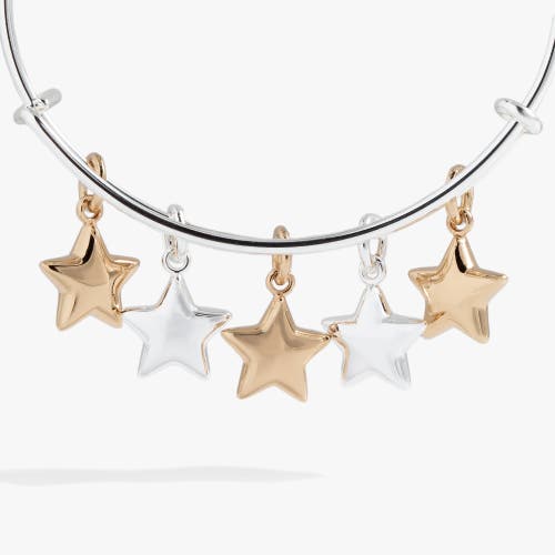 Alex And Ani Puffy Star Multi Charm Bangle Bracelet In Silver