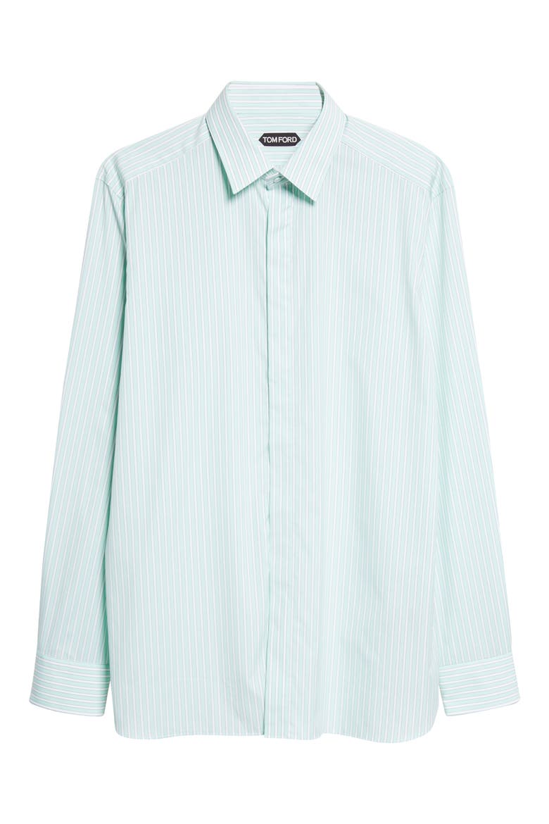 Classic Fit Stripe Natural Stretch Cotton Button-Up Shirt, Alternate, color, COMBO WHITE/ GREEN