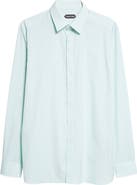 TOM FORD Classic Fit Stripe Natural Stretch Cotton Button-Up Shirt