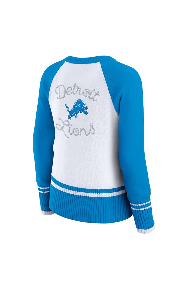 WEAR by Erin Andrews Women's WEAR by Erin Andrews White/Blue Detroit Lions Colorblock Raglan Sweater, Alternate, color, White