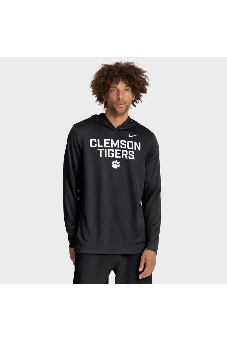 Men's Nike Black Clemson Tigers 2025 Sideline Performance Long Sleeve Hoodie T-Shirt, Alternate, color, Black