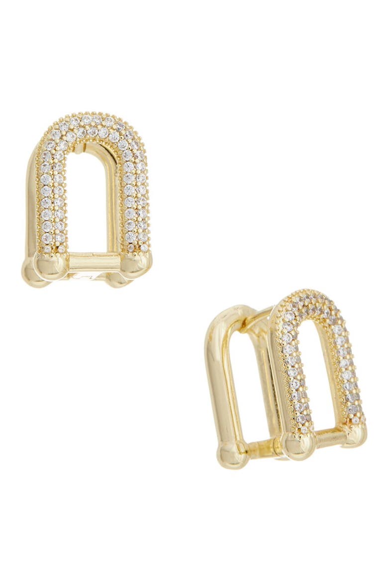 Cubic Zirconia Huggie Hoop Earrings, Main, color, YELLOW