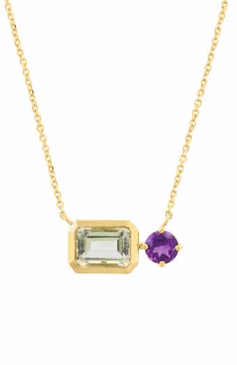 Amethyst & Green Quartz Pendant Necklace
