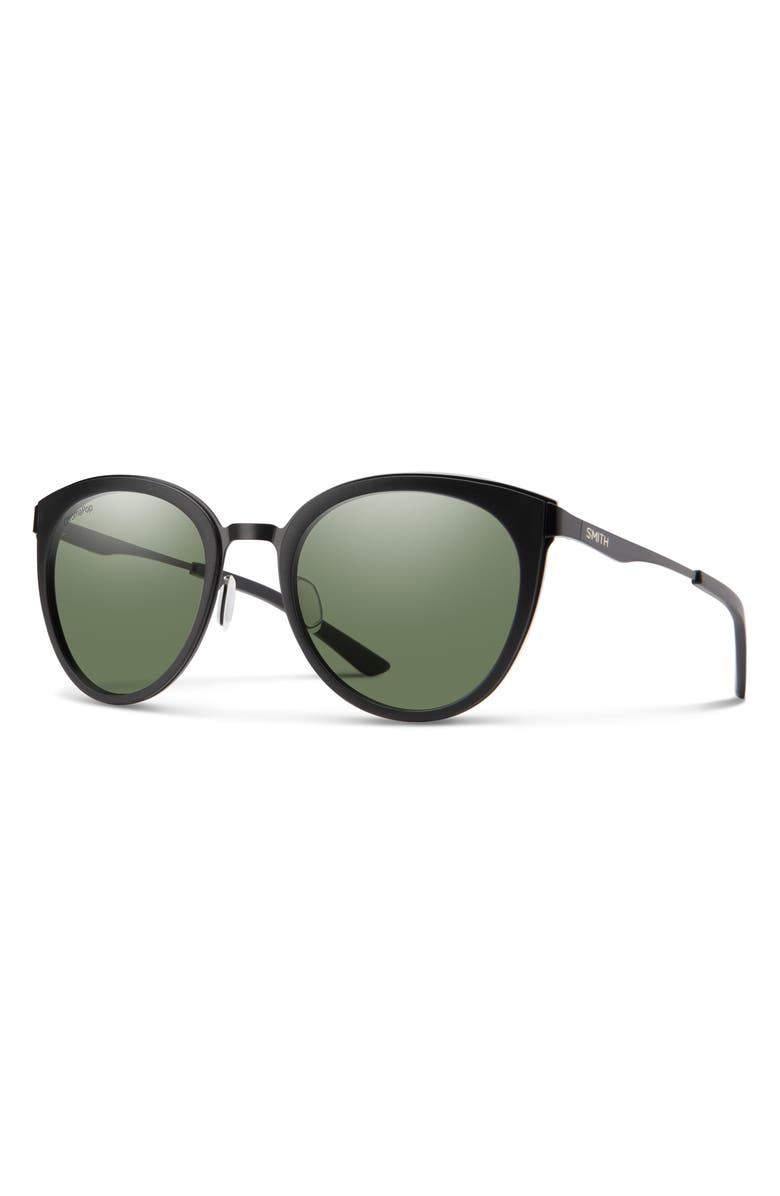 Smith Somerset 53mm ChromaPop<sup>™</sup> Polarized Round Sunglasses, Alternate, color, Black / Chromapop Gray Green