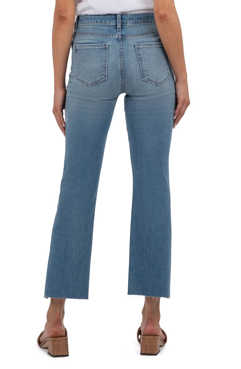 KUT from the Kloth Kelsey Fab Ab High Waist Raw Hem Ankle Kick Flare Jeans, Alternate, color,