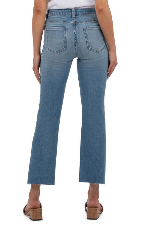 Kut From The Kloth Kelsey Fab Ab High Waist Raw Hem Ankle Kick Flare Jeans In Simplicity Blue