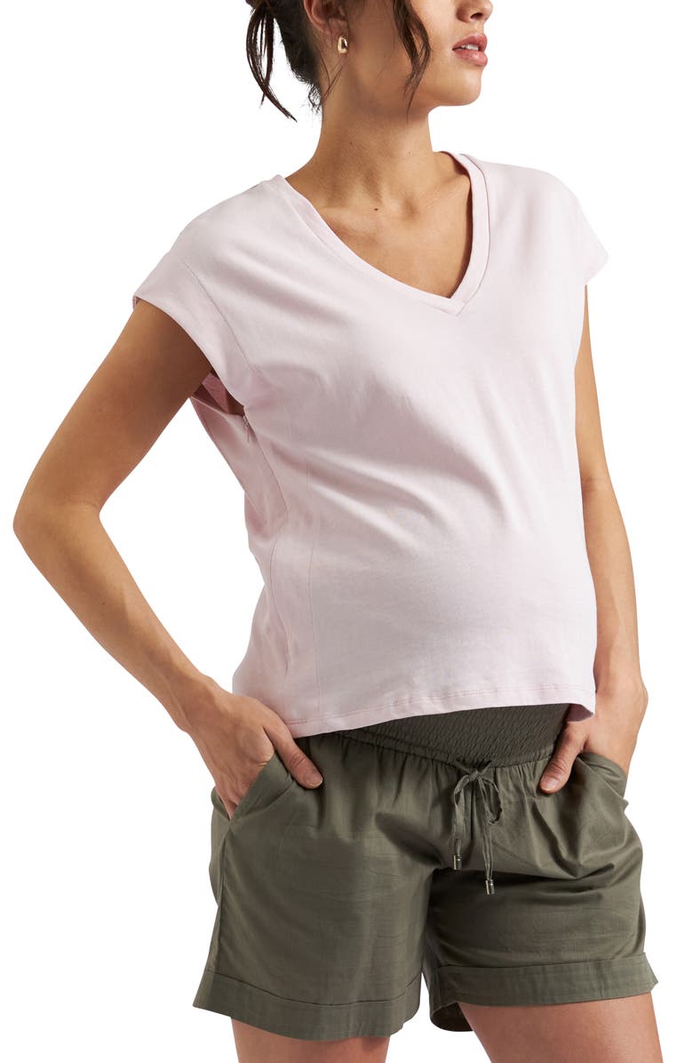Ripe Maternity Marly Zip Nursing Tee, Main, color, Peony