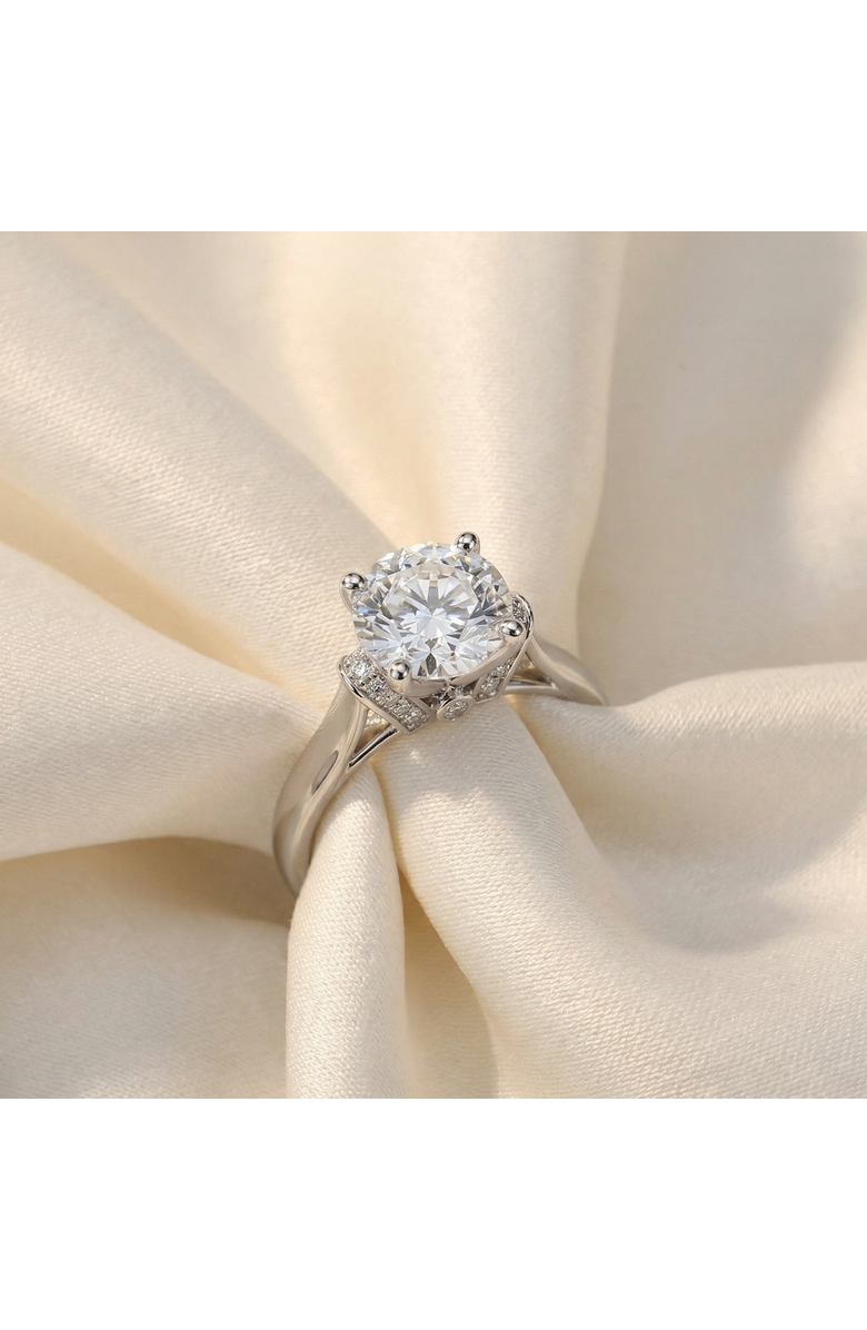 Bliss Diamond Certified 4 1/3Ct Round Diamond Engagement Ring With Accents 14k Gold Lab Grown, Alternate, color, 14K White Gold