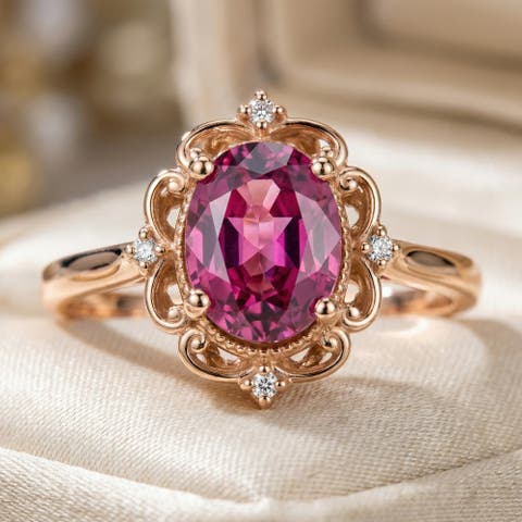 GIA Certified Ruby & Diamond 2.05Ct VS Vintage Engagement Ring in 14k Gold