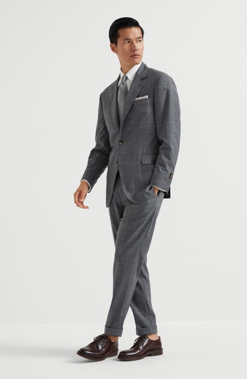 Brunello Cucinelli Check-pattern Wool Trousers In Gray
