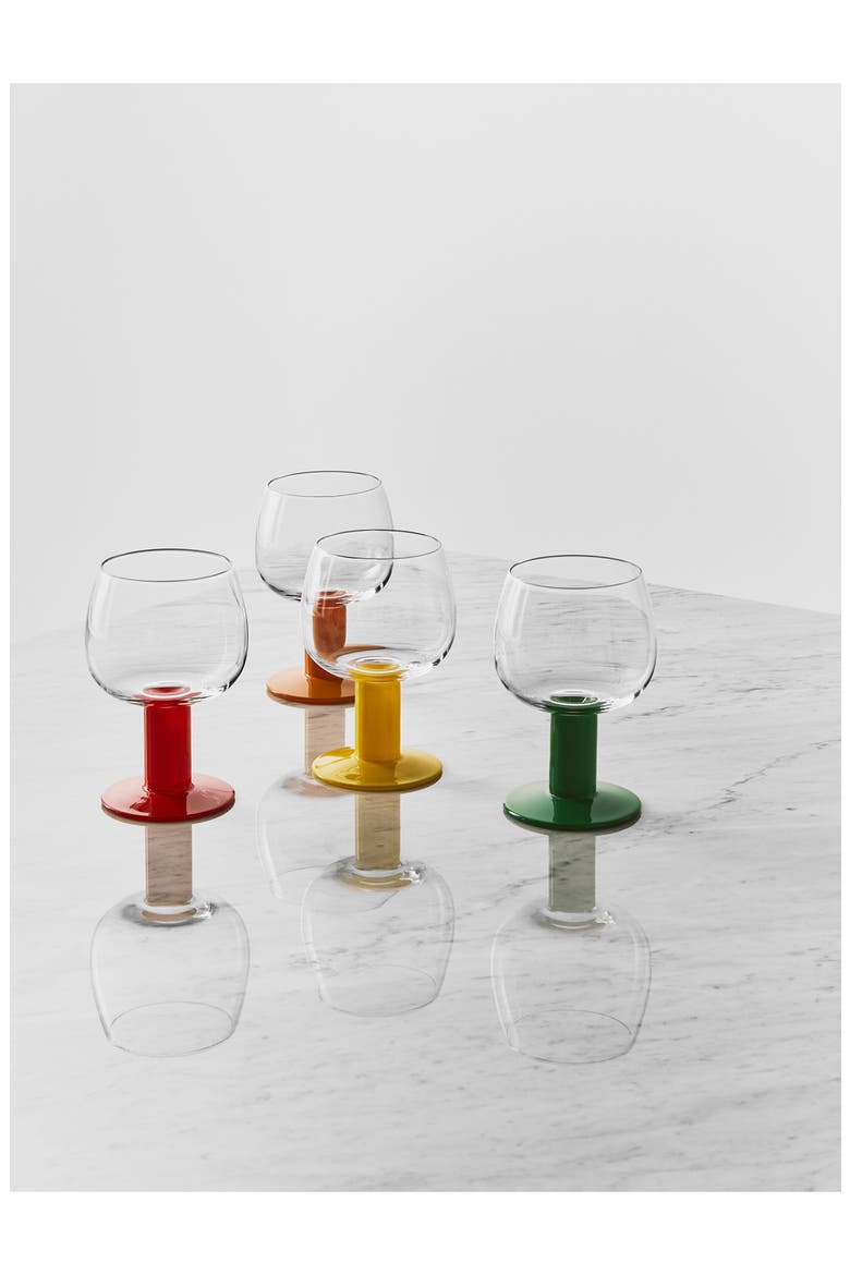Fars Glas Set of 4 Mixed Color Wine Glasses, Alternate, color, MULTI