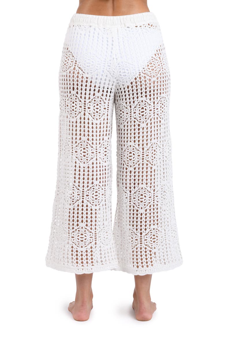 Waverly Open Stitch Cotton Crop Cover-Up Pants, Alternate, color, IVORY
