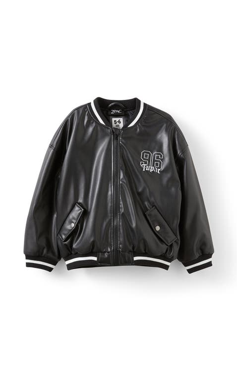 Kid's License Faux Leather Bomber Jacket