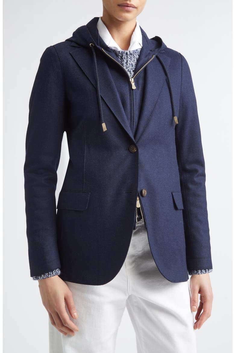 Raw Edge Wool Blend Jacket with Hooded Dickey, Alternate, color, 11 BLUE