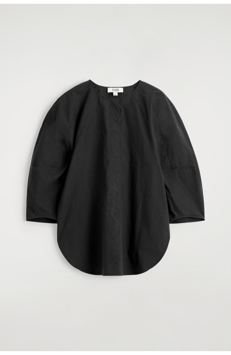 COS Sculptural Pima Cotton-Poplin Blouse, Alternate, color, Black