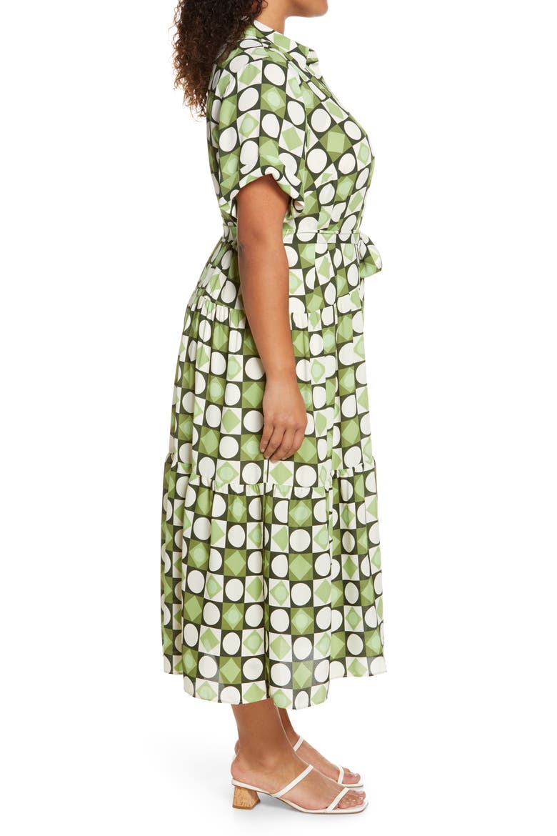 Tiered Shirtdress, Alternate, color, IVORY/ OLIVE