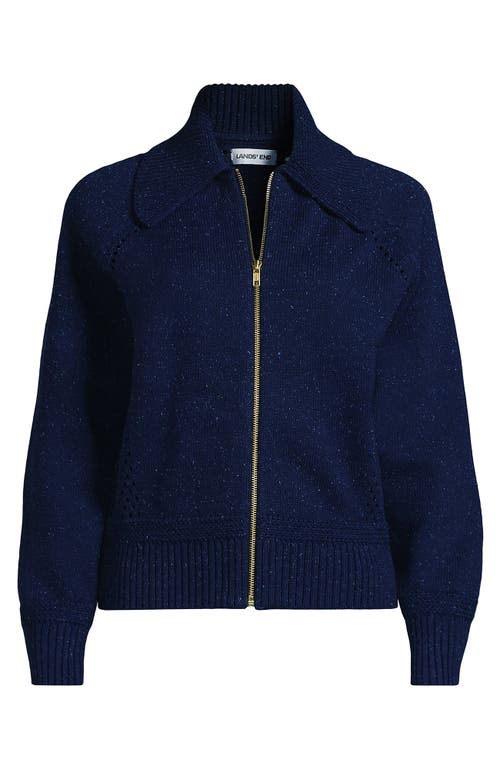 Lands' End Drifter Large Collar Zip Front Cardigan Sweater In Multi