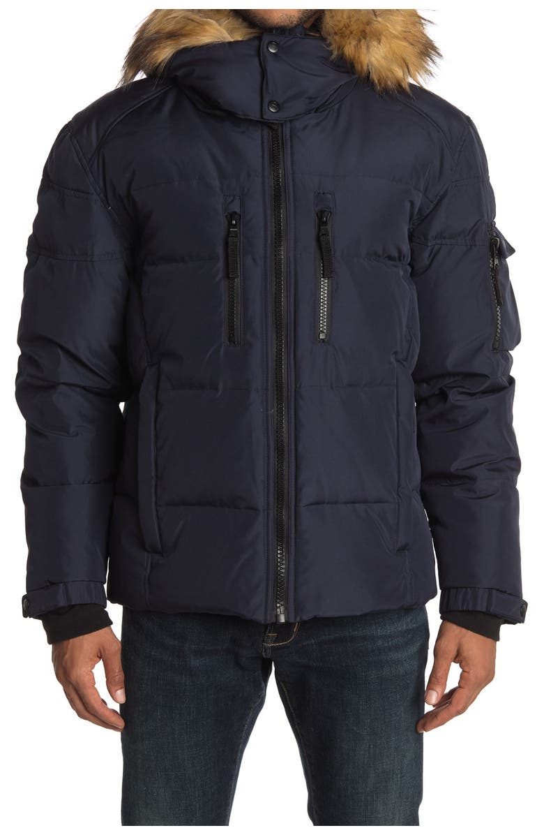 S13 Telluride Faux Fur Trim Hooded Down Puffer Jacket, Alternate, color,