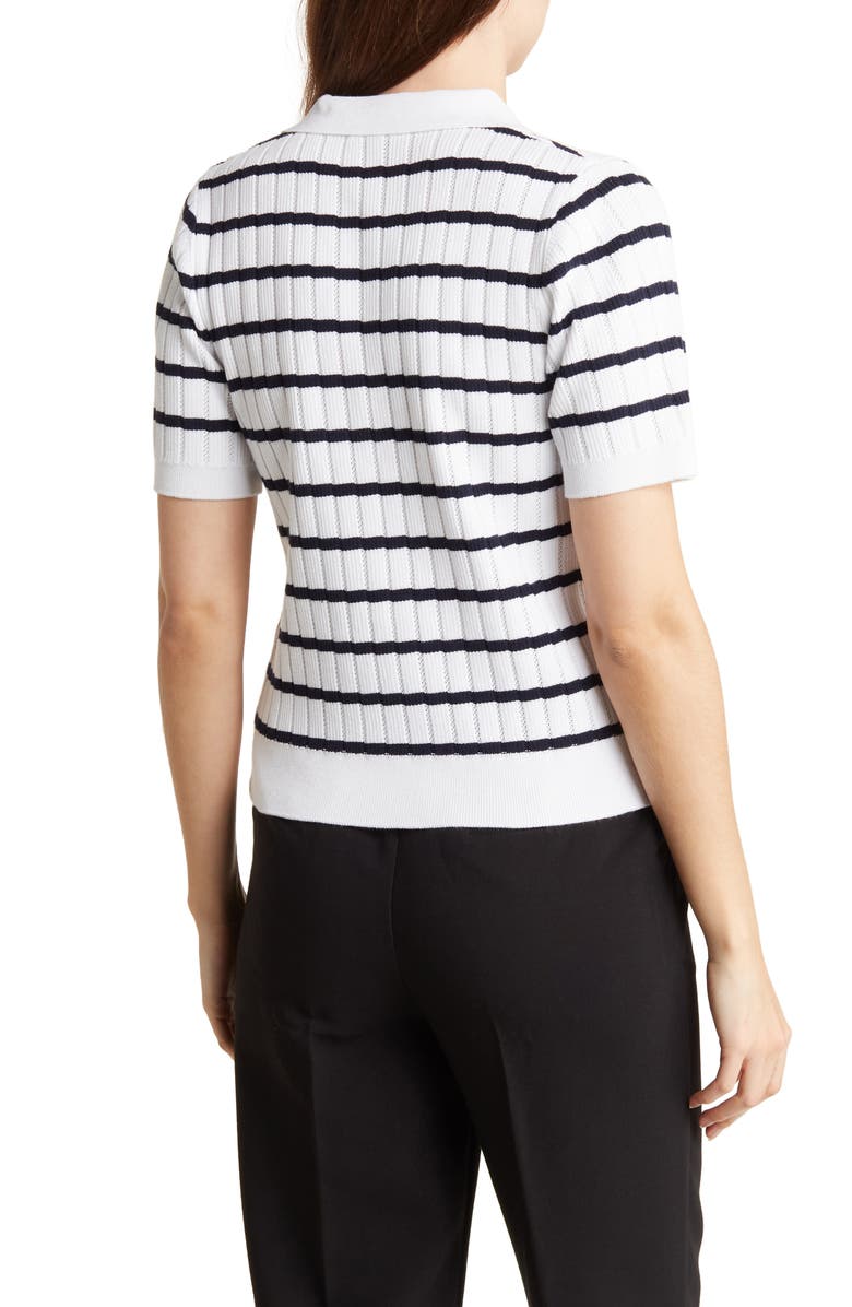 Adrianna Papell Pointelle Short Sleeve Polo Sweater, Alternate, color,